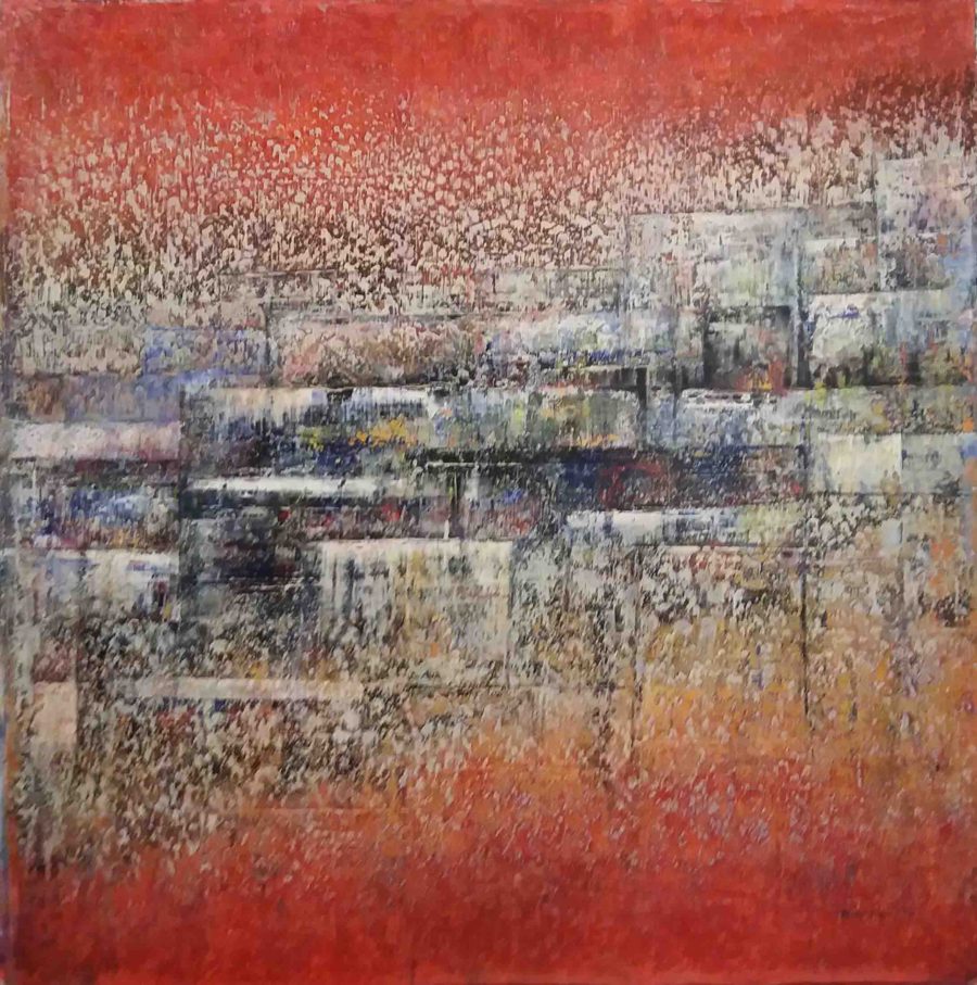 Nr.647, Terrassen, Acryl-Rakeltechnik, 205 x 205 cm, 2016