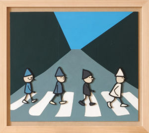 Foursome walking on a crosswalk mini 