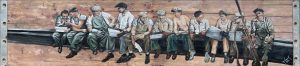 Men at lunch - Oil on wood  60x250cm €7000