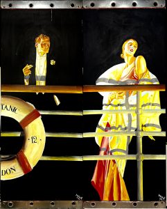 She was 18, he was 20 - Diptych Oil on wood   150x60cm  x2 €10000